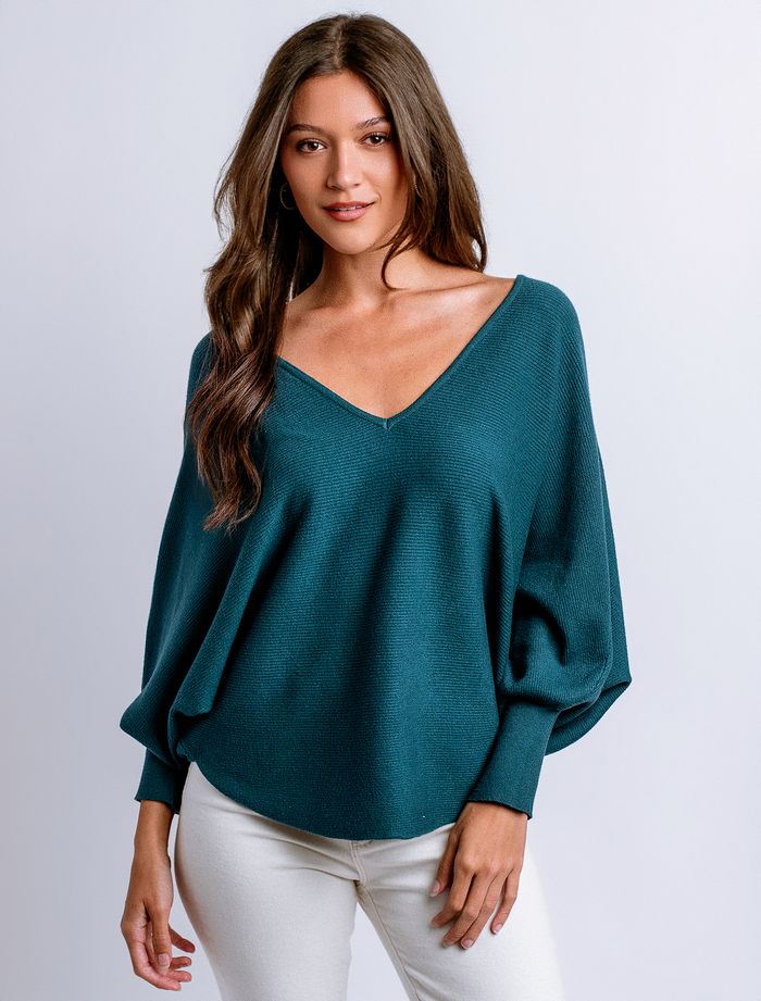 Ryu V-Neck Top, Dk Teal
