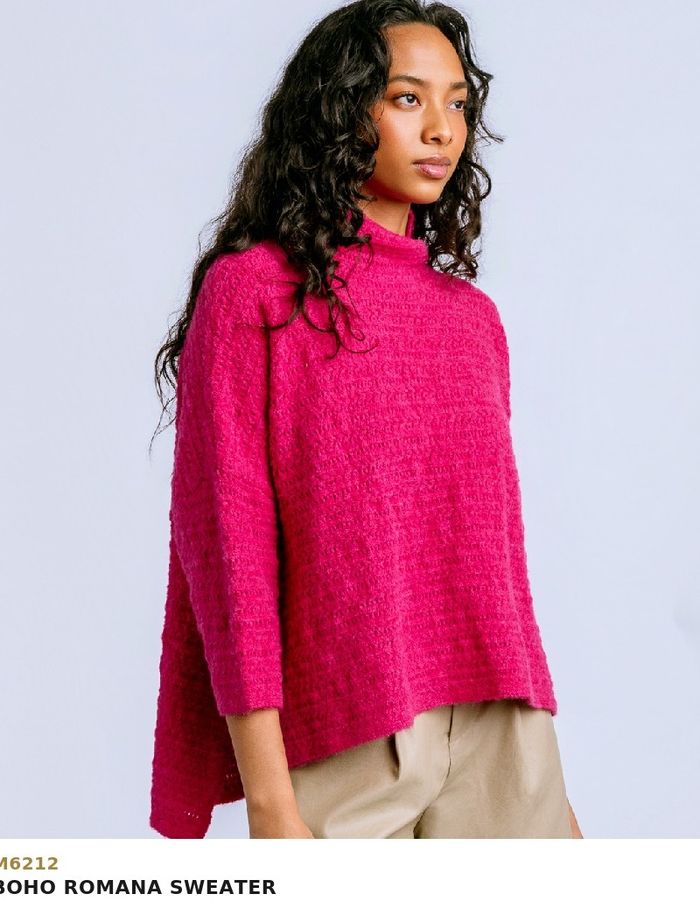 Boho Romana Sweater, Super Pink